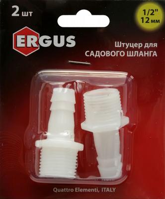 Штуцер д/шланга  ERGUS вненш.резьба 1/2"-шланг 12мм,2шт.,пластик 2шт.771-879