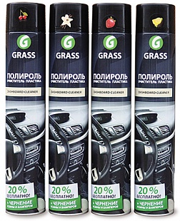 Полироль очиститель пластика GraSS КЛУБНИКА "Dashboard Cleaner"  Аэрозоль 750мл  120107-3 снят с производства