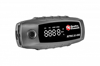 Пусковое устройство QUATTRO ELEMENTI Nitro 20 (12В, 20000 мАч, 1600 А, Type-C, USB-A, дисплей, фонарь