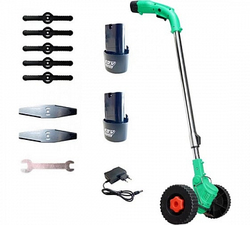 Газонокос.акк. ZITREK GreenCut 12 Pro 12В 500Вт 9000об/м  телескоп.штанга ножи  2*1,3Ач+зу 082-2004