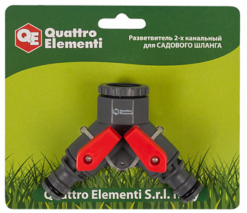 Разветвитель QUATTRO ELEMENTI 2-х канальный, внутр. резьба 1/2" и 3/4", пластик 646-027
