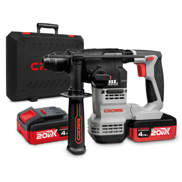 Перфоратор акк CROWN CT28001HX-4 BMC (20В, 2,3Дж, 2АКБLi-Ion 4Ач ЗУ кейс)