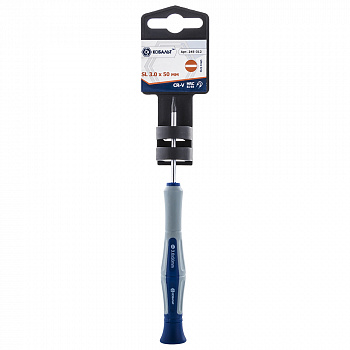 Отвертка для точных работ КОБАЛЬТ Ultra Grip SL 3.0х50мм CR-V, 2комп рукоятка (1шт.) подвес 245-312