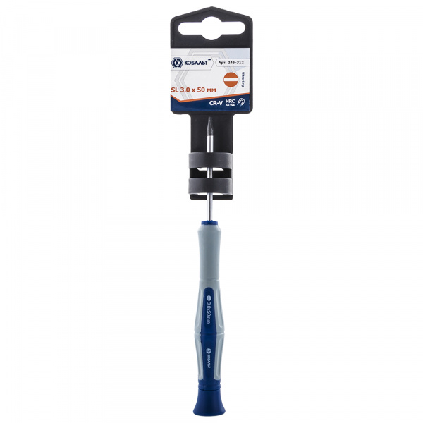 Отвертка для точных работ КОБАЛЬТ Ultra Grip SL 3.0х50мм CR-V, 2комп рукоятка (1шт.) подвес 245-312