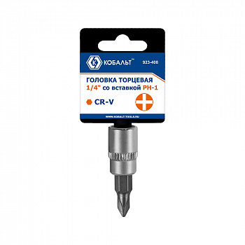 Головка торцевая со вставкой КОБАЛЬТ 1/4", PH1, CR-V, подвес (923-408)