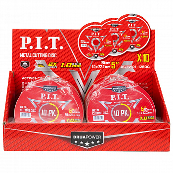 Диск отрезной по нерж. стали P.I.T. DRUA ACTW01-1250C (10 уп. ACTW01-1250B + карт. дисплей)