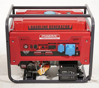 Электростанция бенз. Powerac PR8000 Classic (7,5/8,0кВт, 220В, бак 20л, 460см3, ЭЛСТАРТ, МЕДЬ, колеса, функция АВР)