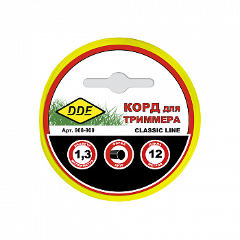 Корд трим.  1,3* 12м круг в блистере DDE "Classic line" желтый  908-900