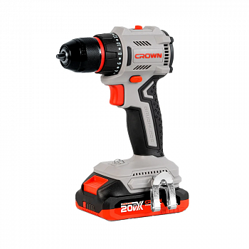 Дрель акк бесщет. CROWN CT21131HMX-2 BMC 20В 2х2.0Ач, 450/1850 об/мин, металл.БЗП 10 мм, 30/50 Нм, ст.10 мм / древ.38 мм, 0,9 кг, кейс