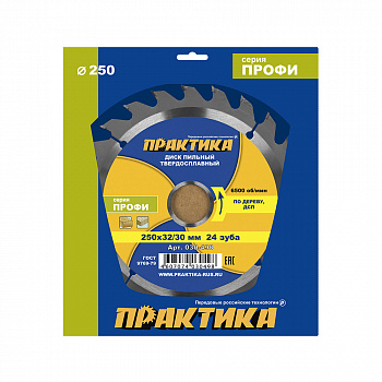 Диск пильный 250х32/30х24Т Практика по дереву 030-498