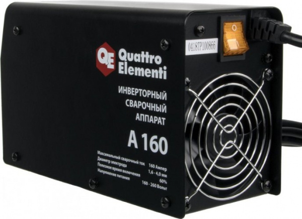 Свар.инвертор QUATTRO ELEMENTI A 160 (160 А, ПВ 60%, до 4.0 мм, 2.9 кг, 160-240 В)