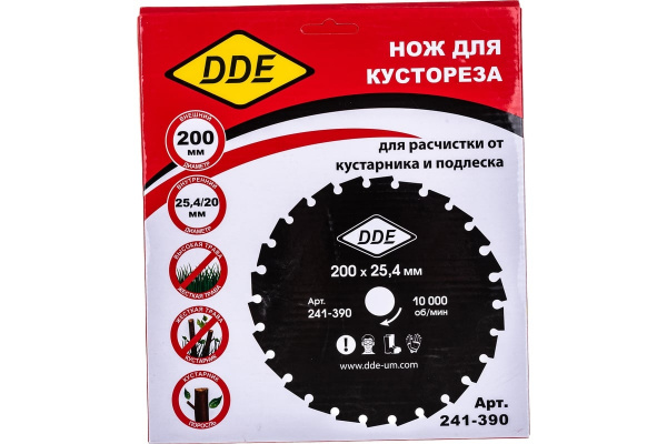 Диск для кустореза DDE WOOD CUT (26 зубьев; 200 х 25,4/20мм; толщина 1,8мм) 241-390