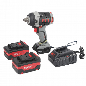 Гайковерт акк бесщет. уд. P.I.T. PIW20H-600A/2 (20В, 600Нм, 1/2", 3ск, 0-2800уд/мин,2х4Ач)