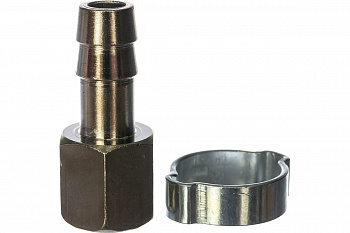Переходник Fubag 1/4"F на елочку 10мм с обжимным кольцом 10х15мм 1 шт 180252