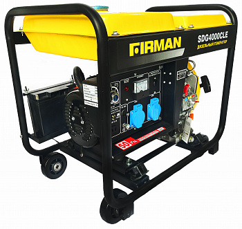 Электростанция дизельная FIRMAN SDG4000CLE (2,8/3,0кВт,220В,эл.старт.,двиг.4такт FIRMAN SDE178, 298см3, 3000об/мин, бак 12,5л, 0,9 л/ч, 85кг, колеса)