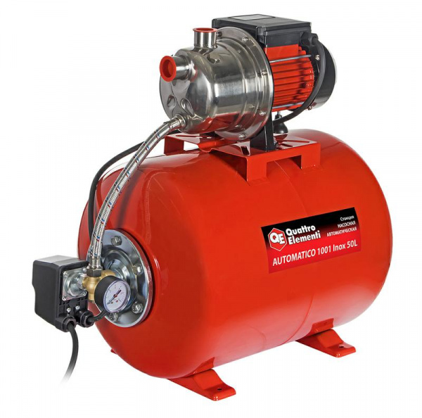 Насосная станция QUATTRO ELEMENTI Automatico 1001 Inox 50 L (1000Вт,3600 л/ч,для чистой,40 м)910-225