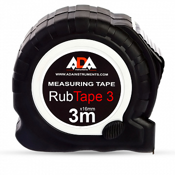 Рулетка ударопрочная ADA RubTape 3 с полимерным покрытием ленты (сталь, с двумя СТОПами, 3 м)  А00155