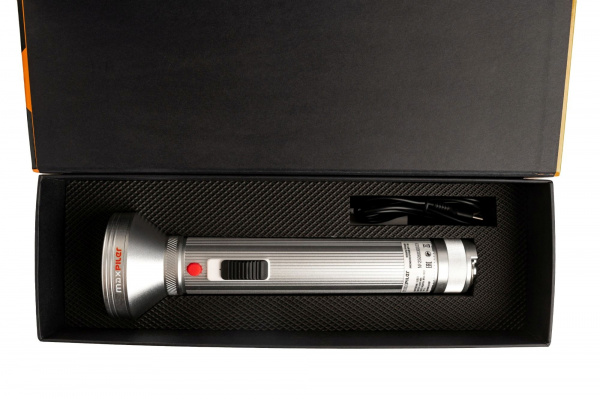 Фонарь ручной аккум. MAXPILER MPF-06 (600/320/80 Лм, LED, 3 реж, 1,5-25ч, 3.65В/4000мАч, крючок)