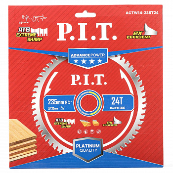 Диск пильный 235x30x1,8 P.I.T. 24T Carbide, зуб ATB 15° (ACTW14-235T24)