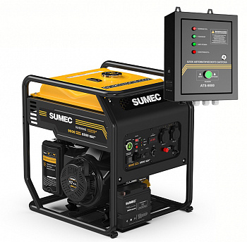 Электростанция бенз.инверт. SUMEC SU9500iE + блок ATS 9000 (открытый тип, 8,5/9,0кВт, 220В, двиг 4-такт, 460см3, бак 24л, ЭЛ.СТАРТЕР, МЕДЬ)