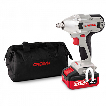 Гайковерт акк бесщет. уд. CROWN CT22015HX-4 TB (Construction, B3+, 20В, 2акк*4,0Ач,Li-ion,320Нм,0-2100об/мин,3200уд/мин,патрон 1/2", СУМКА,ЗУ,КОРОБКА)