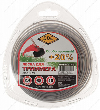Корд трим.  2,4* 15м круг армированый в блистере DDE  "Hard line"  645-075