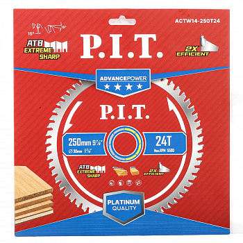 Диск пильный 250x30x2,2 P.I.T. 24T Carbide, зуб ATB 15° (ACTW14-250T24)