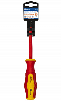 Отвертка диэлектрическая КОБАЛЬТ Ultra Grip FL/PZ-2 х 100 мм CR-V, двухкомпонентная рукоятка (1 шт.) подвес 799-734