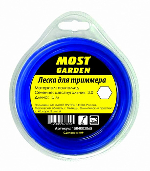 Корд трим.  3,0* 15м шестиугольник в блистере  MOST 1504003065