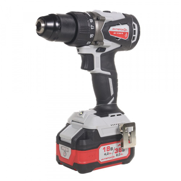 Дрель акк Интерскол ДА-13/36В 90  бесщеточная Li-ion АПИ (кейс, 2 аккум. 2,0Ач, ЗУ)