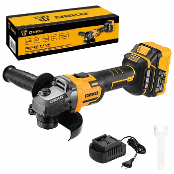 Шлифмашина угл акк бесщет DEKO DKAG-125  (20В, 1акк*4.0Ач, ЗУ)  083-1063