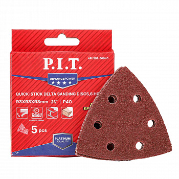 Лист шлифовальный дельтовидный P.I.T. ADVANCE 93x93x93 мм, P80, 6 отв., 5 шт. (APLS07-E0080)