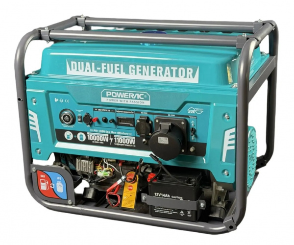 Электростанция бенз/газ Powerac Eco PR11000 Max «Winter» 2 в 1 (10,0/11,0кВт, 220В, бак 38л, ЭЛСТАРТ
