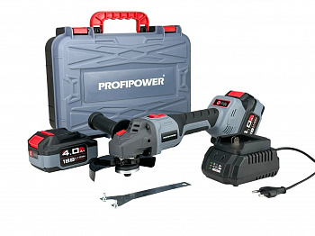 Шлифмашина угл акк бесщет Profipower MKDGA-20V 20В, 125мм, 9000об/м, 2*4Ач, З/У(А1162), кейс  E0080  (5)