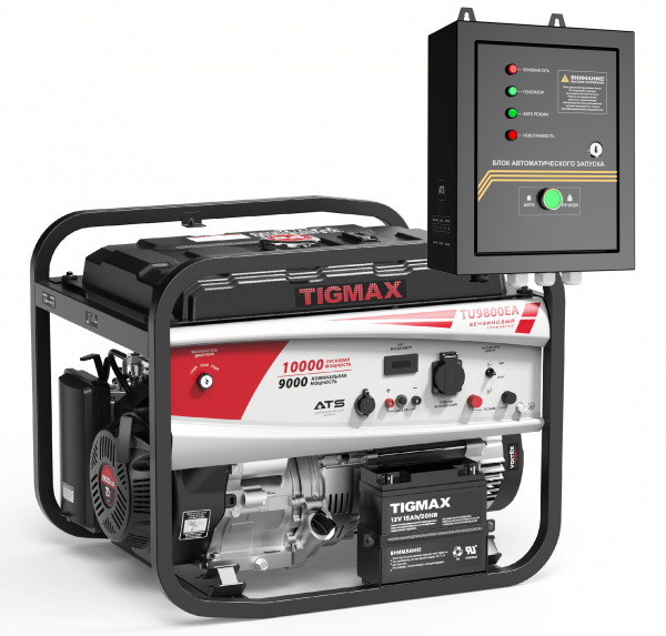 Электростанция бенз.TIGMAX  TU9800EA +ATS+50A(9,0/10,0кВт,220В,двTX190FE-Q,500см3, 20 л.с.бак 25л,ЭЛ