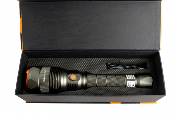 Фонарь ручной аккум. MAXPILER MPF-03(8000/1000 Лм, LED COB, 2 реж, 1,5-3ч, 7.4В/5000мАч, инд.заряда)