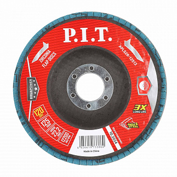 Круг лепестковый шлифовальный P.I.T. DRUA 125x22,2 мм, ZA120, циркониевый корунд (APLS26-12512)