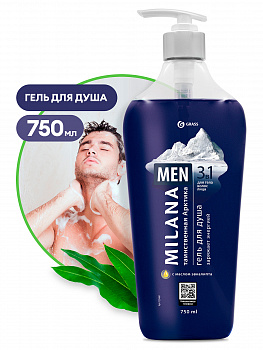 Гель для душа GraSS Таинственная арктика с маслом эвкалипта "Milana MEN" флакон 750мл  125460