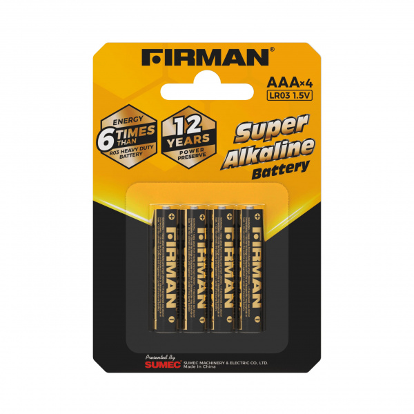 Батарейка FIRMAN AAA/LR03 (4 х блистер, в упак.12шт. блистеров)