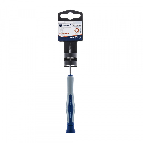 Отвертка для точных работ КОБАЛЬТ Ultra Grip T9х50мм CR-V, 2комп рукоятка (1шт.) подвес 245-374
