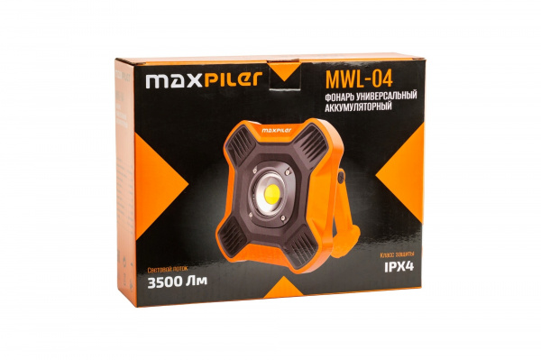 Фонарь универсальный аккум. MAXPILER MWL-04 (3500-500 Лм, LED COB, поворот 180*, 7+5 реж, 2-12ч)