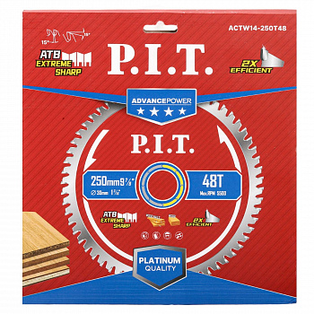 Диск пильный 250x30x2,2 P.I.T. 48T Carbide, зуб ATB 15° (ACTW14-250T48)