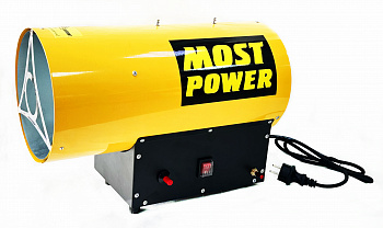 Нагреватель газовый MOST POWER TSG-30M (30кВт, площадь 255м2, расх.топл.2,18л/ч, 650м3/ч, степ.защиты IР10, вес 5,7кг, шланг 1,5м, редуктор, рукоятка)