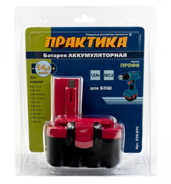 Аккумулятор Практика 14,4В 1,5А/ч Ni-Cd блистер д/BOSCH 030-870