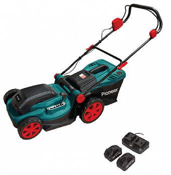 Газонокос.акк.кол.бесщет. Pioneer BLM-404-40-BL (40В, Li-ion, 2*4000мAh, быстрое ЗУ на 2АКБ, регулировка высоты 6 уровней, мульчирование)