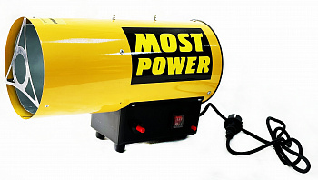 Нагреватель газовый MOST POWER TSG-20M (20кВт, площадь 160м2, расх.топл.1,45л/ч, 320м3/ч, степ.защиты IР10, вес 4,6кг, шланг 1,5м, редуктор, рукоятка)