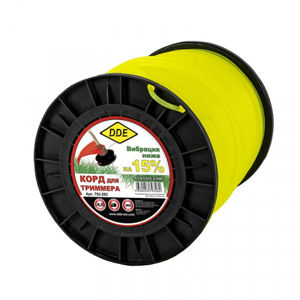 Леска триммерная на катушке DDE "Classic line" (круг) 4,0 мм х 360 м, желтый 793-282