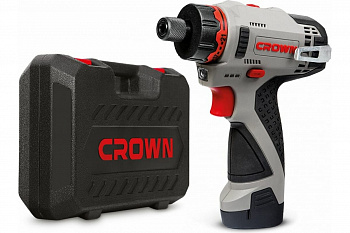 Дрель акк CROWN CT21072HBX-2 BMC (12В, 2акк*2,0Ач, Li-ion, акк.обойма, 30Нм, патрон 1/4 HEX, 2 скор.,0-380/0-1250, КЕЙС, ЗУ, поясная клипса) 
