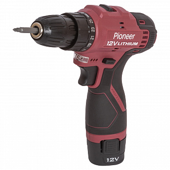 Дрель акк Pioneer CD-M1215-02C 12В, 2акк*1,5Ач, Li-Ion, 25Нм, патрон 10 мм, 2 скорости, ЗУ, кейс  (10)