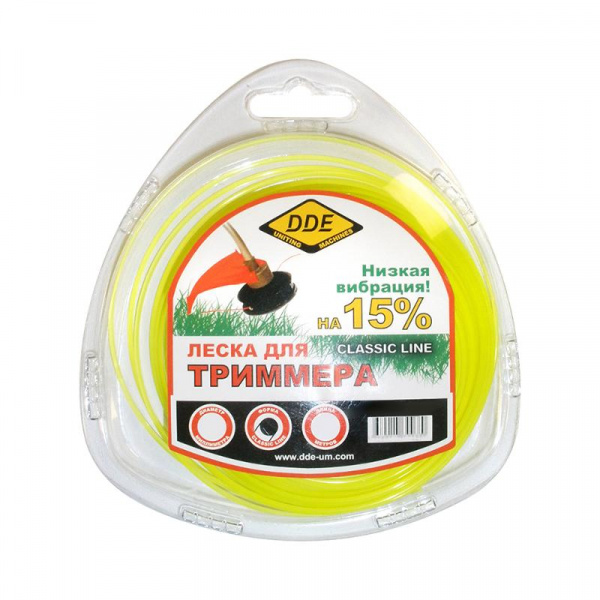 Леска триммерная в блистере DDE "Classic line" (круг) 1,6 мм х 15 м, желтый 644-689